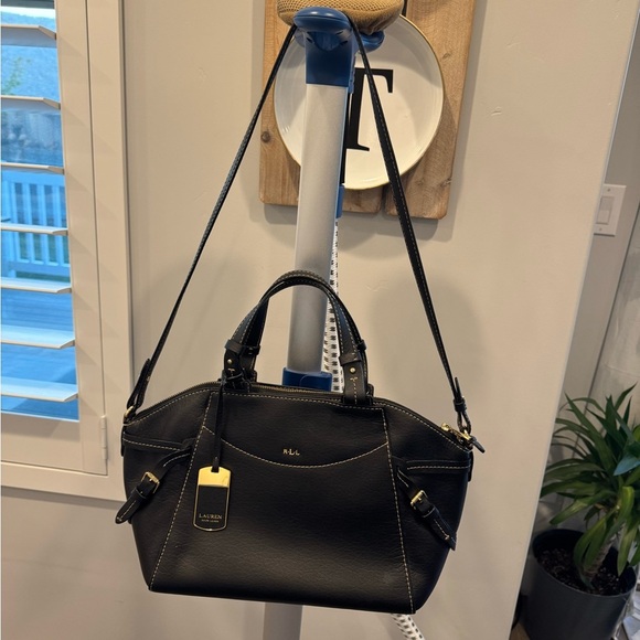 Lauren Ralph Lauren Sheldon black leather convertible purse - Picture 9 of 10